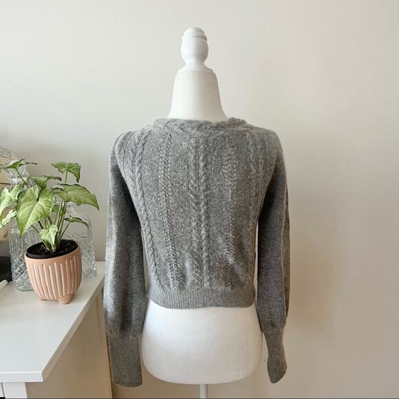 Vintage 90s Mango Grey Cropped Angora/Wool Blend Cardigan - Picture 3 of 5